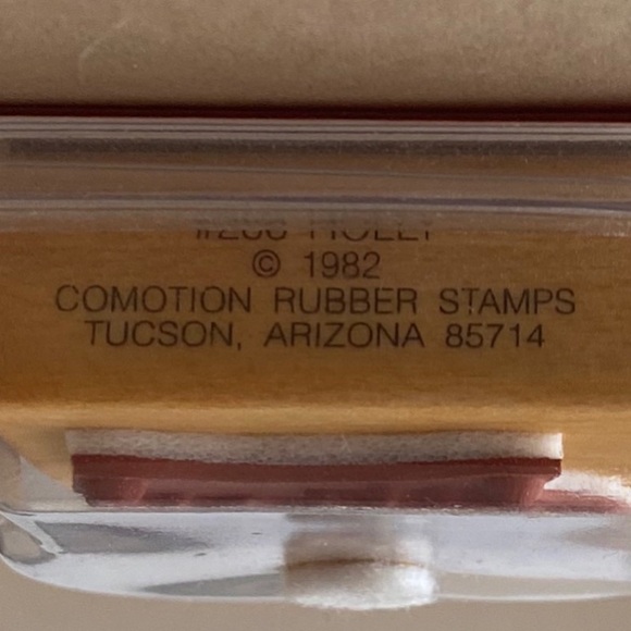 Comotion, Set of 2 Christmas Vintage Wooden Rubber Stamps, Holly Leaf, Snowflake - Picture 5 of 6